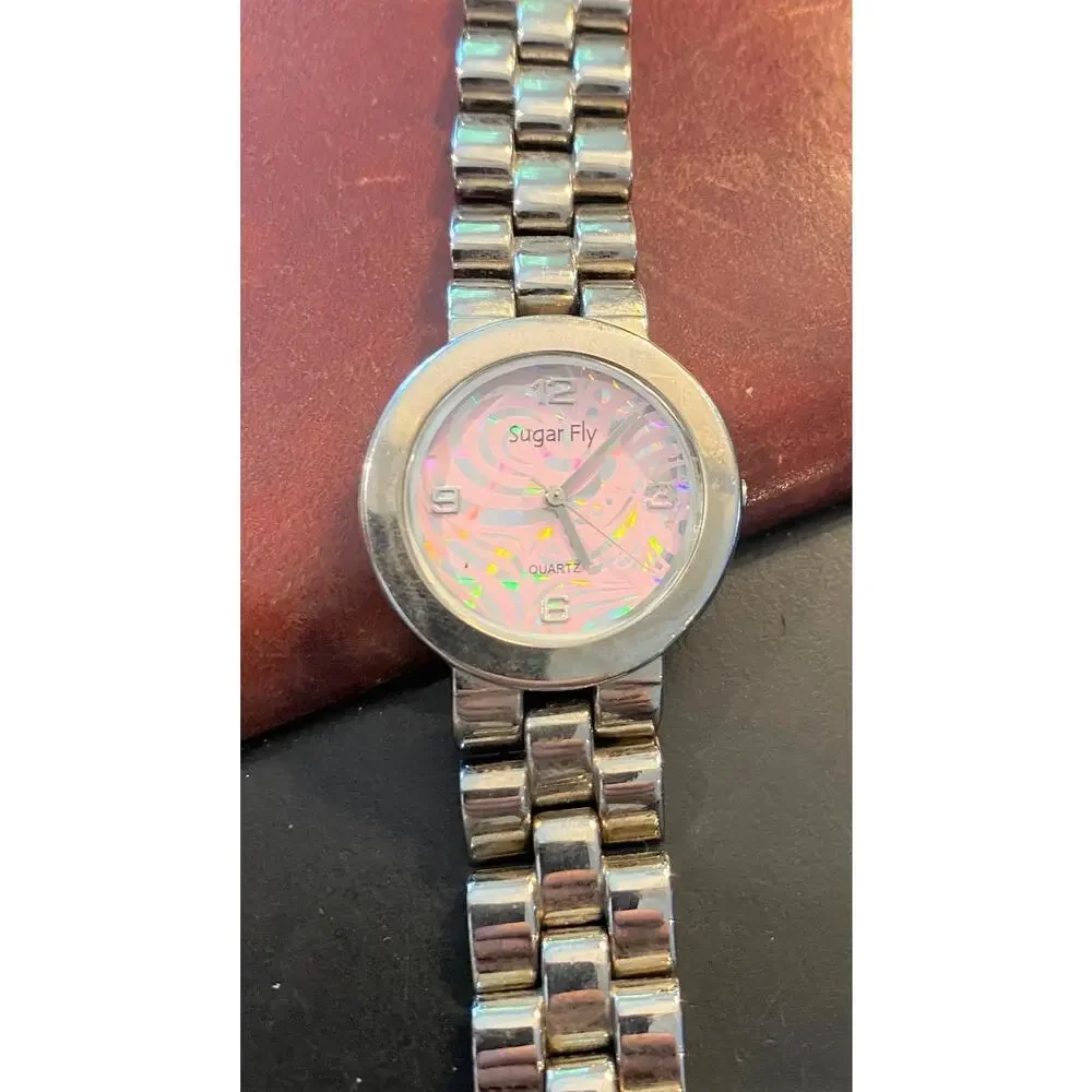 Women's Valdawn Sugar Fly Watch, Silver Tone with Pink and Silver Tone Face